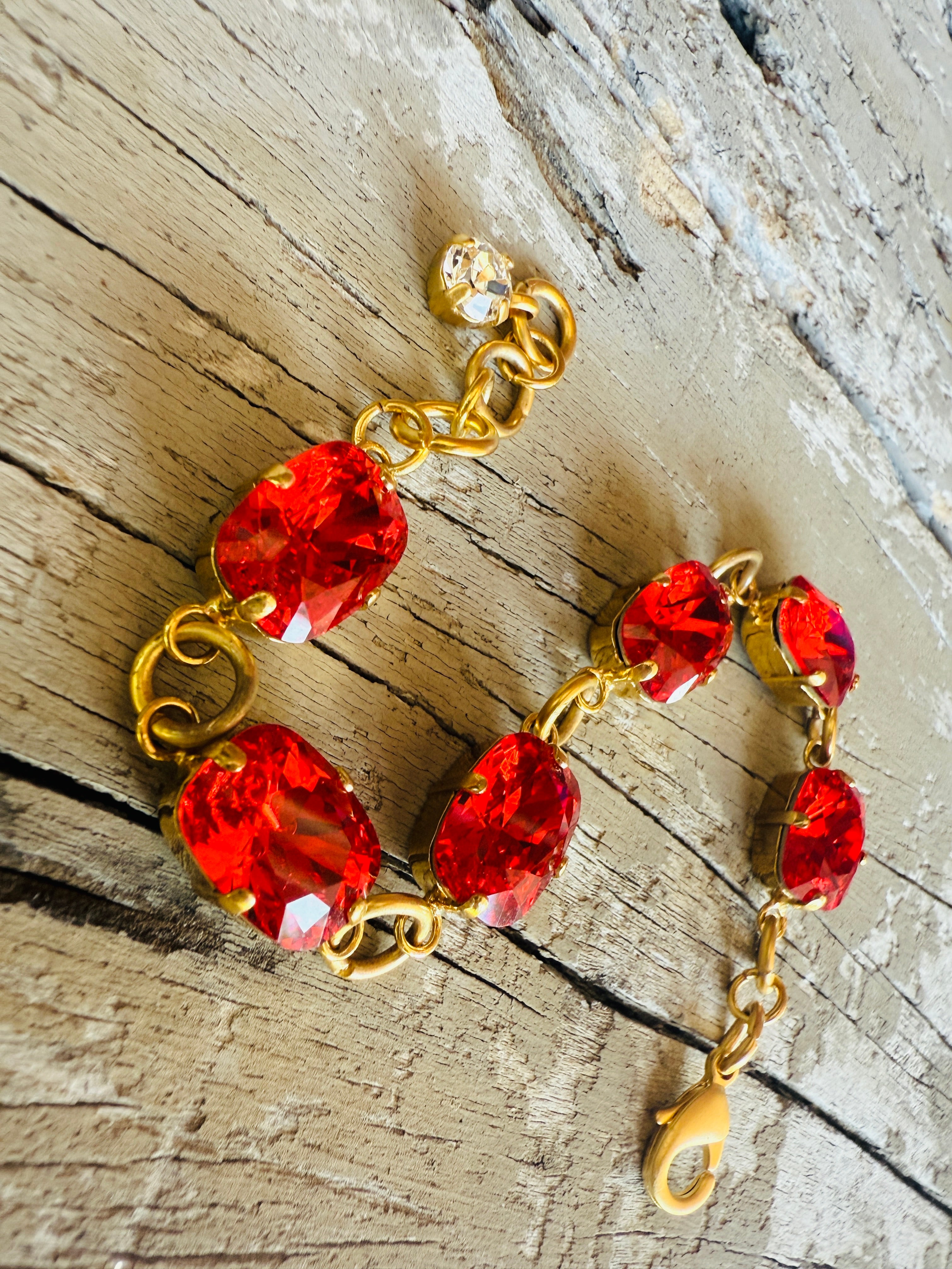 Anna Red Crystal Tennis Bracelet - Shabby To Chic Jewelry