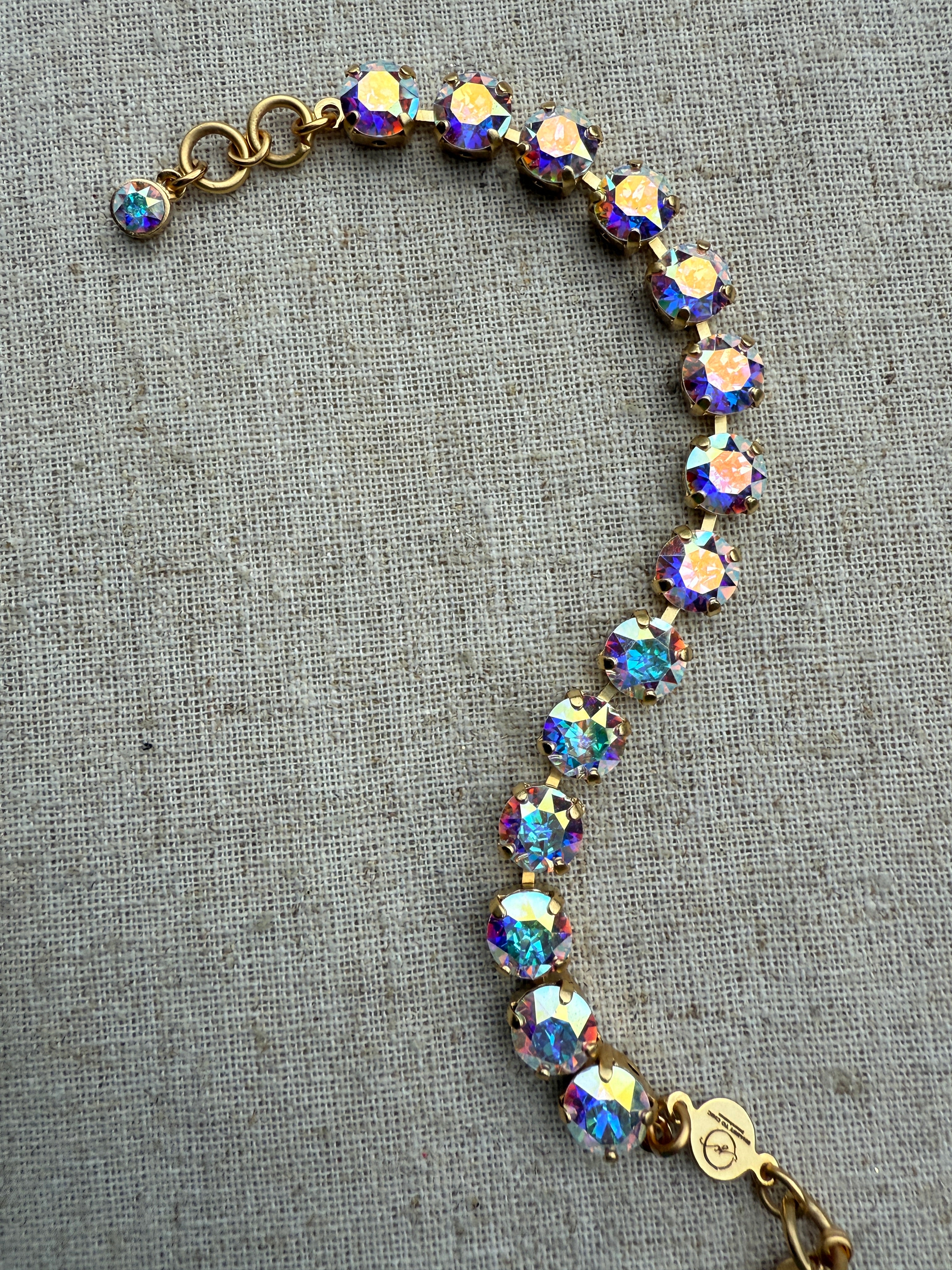 Caroline Matte Gold Crystal Tennis Bracelet - Shabby To Chic Jewelry