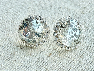 Tali Patina Square Cut Crystal Halo Framed Earrings - Shabby To Chic Jewelry