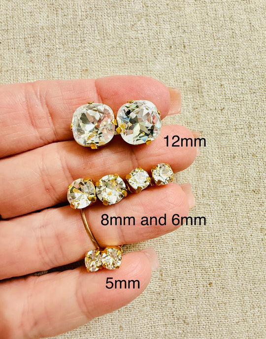 Jackie Crystal Stud Earrings - 8mm