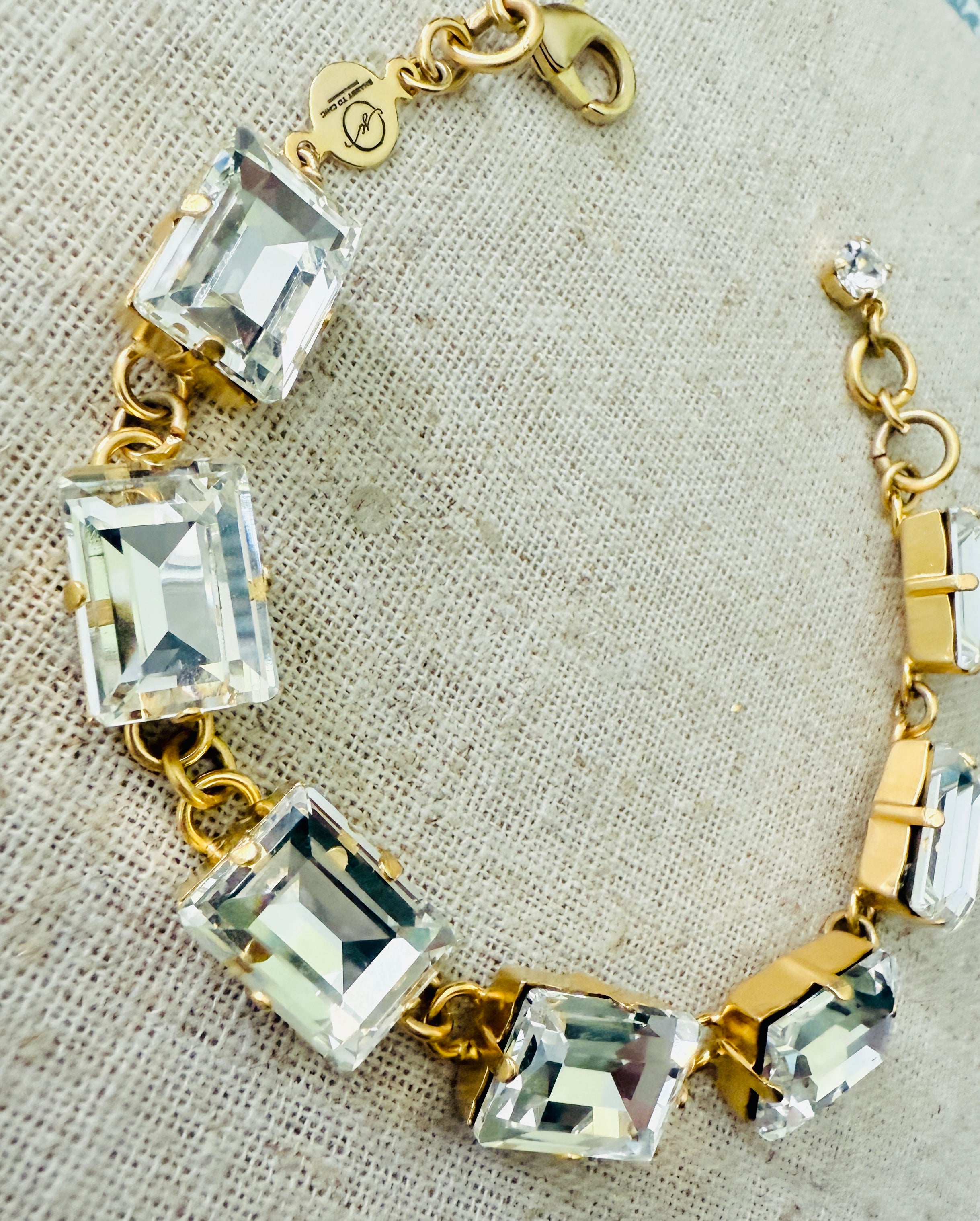 Ava Rectangle Cut Crystal Tennis Bracelet - Shabby To Chic Jewelry