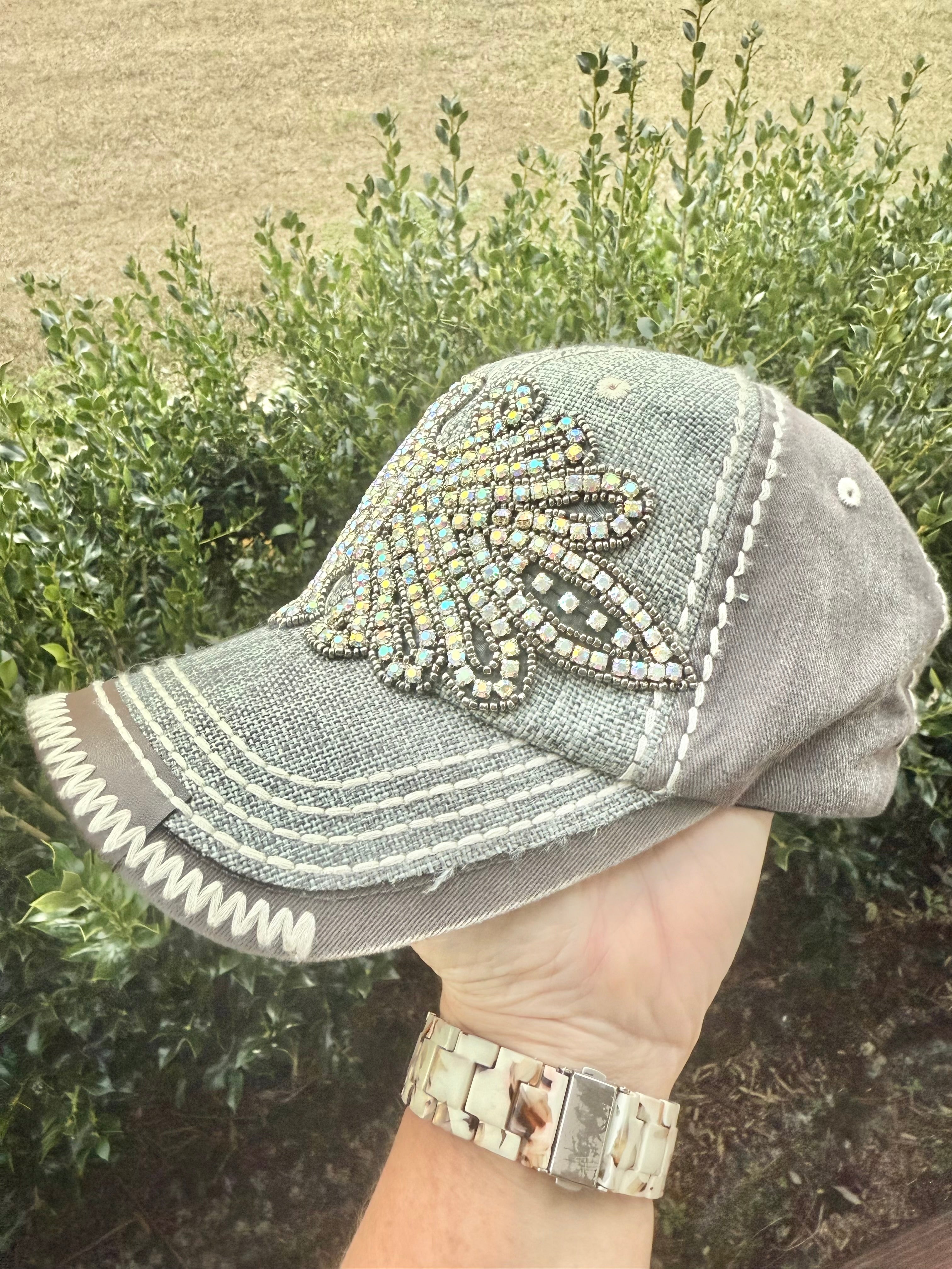 Willow Crystal Embellished Baseball Hat - Shabby To Chic Jewelry
