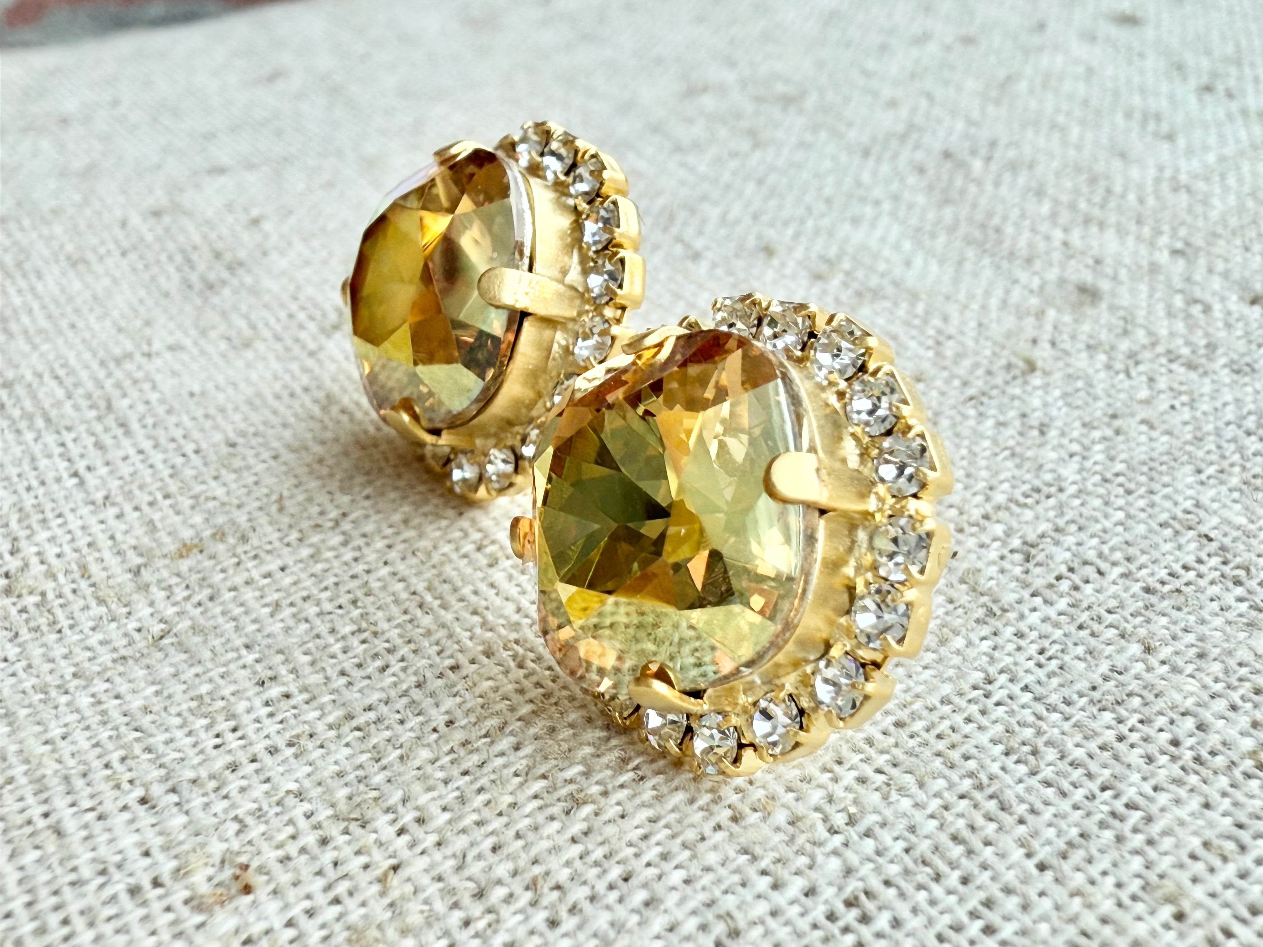 Amelia Square Cut Crystal Halo Framed Earrings - Shabby To Chic Jewelry