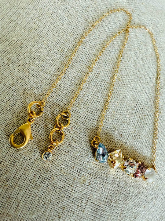 Ayla • Multi-Shaped Crystal Bar •  Necklace