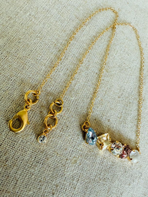 Ayla • Multi-Shaped Crystal Bar •  Necklace