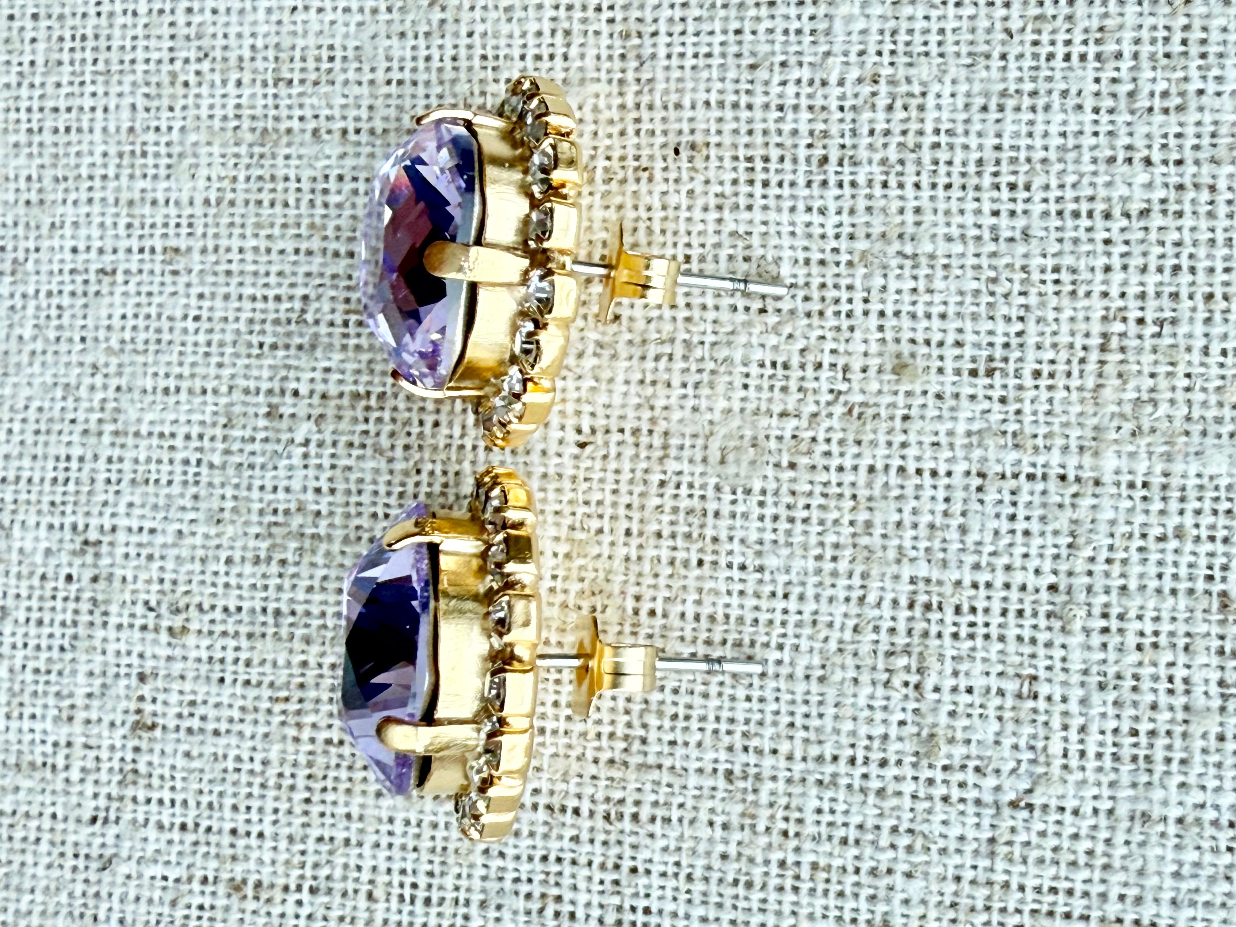 Lila Square Cut Crystal Halo Framed Stud Earrings - Shabby To Chic Jewelry