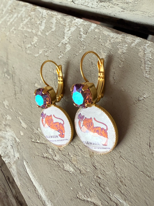 Clemson Tiger Earrings - Shabby To Chic Jewelry