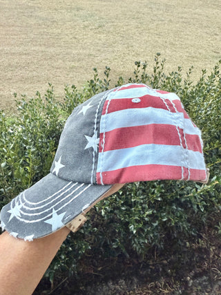 Madison Patriotic Crystal Embellished Fashion Baseball Hat - Shabby To Chic Jewelry