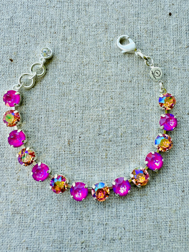 Pink Raspberry Crystal Tennis Bracelet