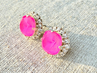 Belle Square Cut Crystal Halo Framed Earrings - Shabby To Chic Jewelry