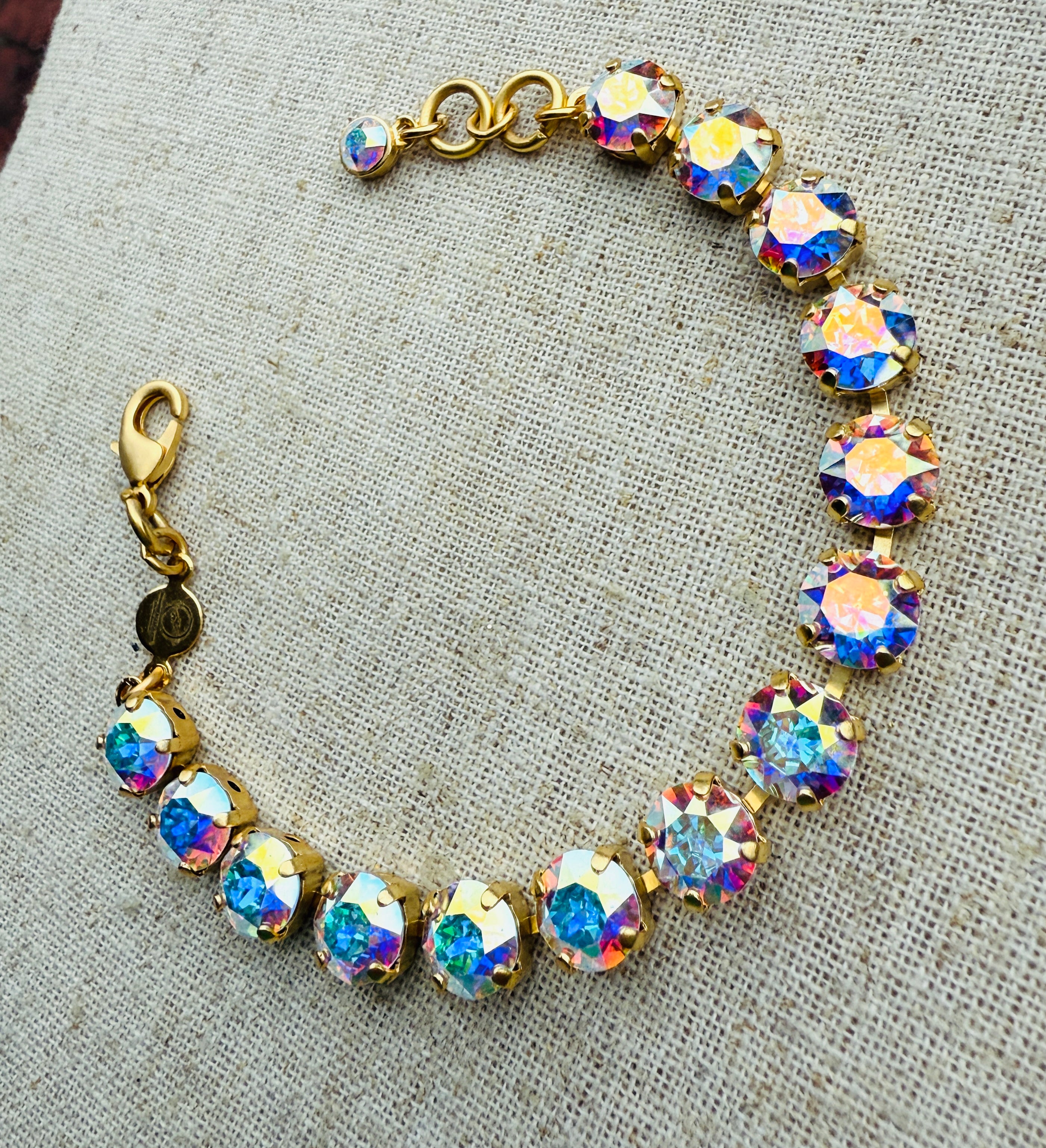 Caroline Matte Gold Crystal Tennis Bracelet - Shabby To Chic Jewelry