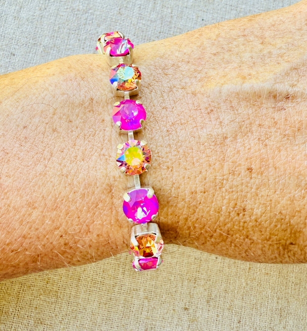 Pink Raspberry Crystal Tennis Bracelet