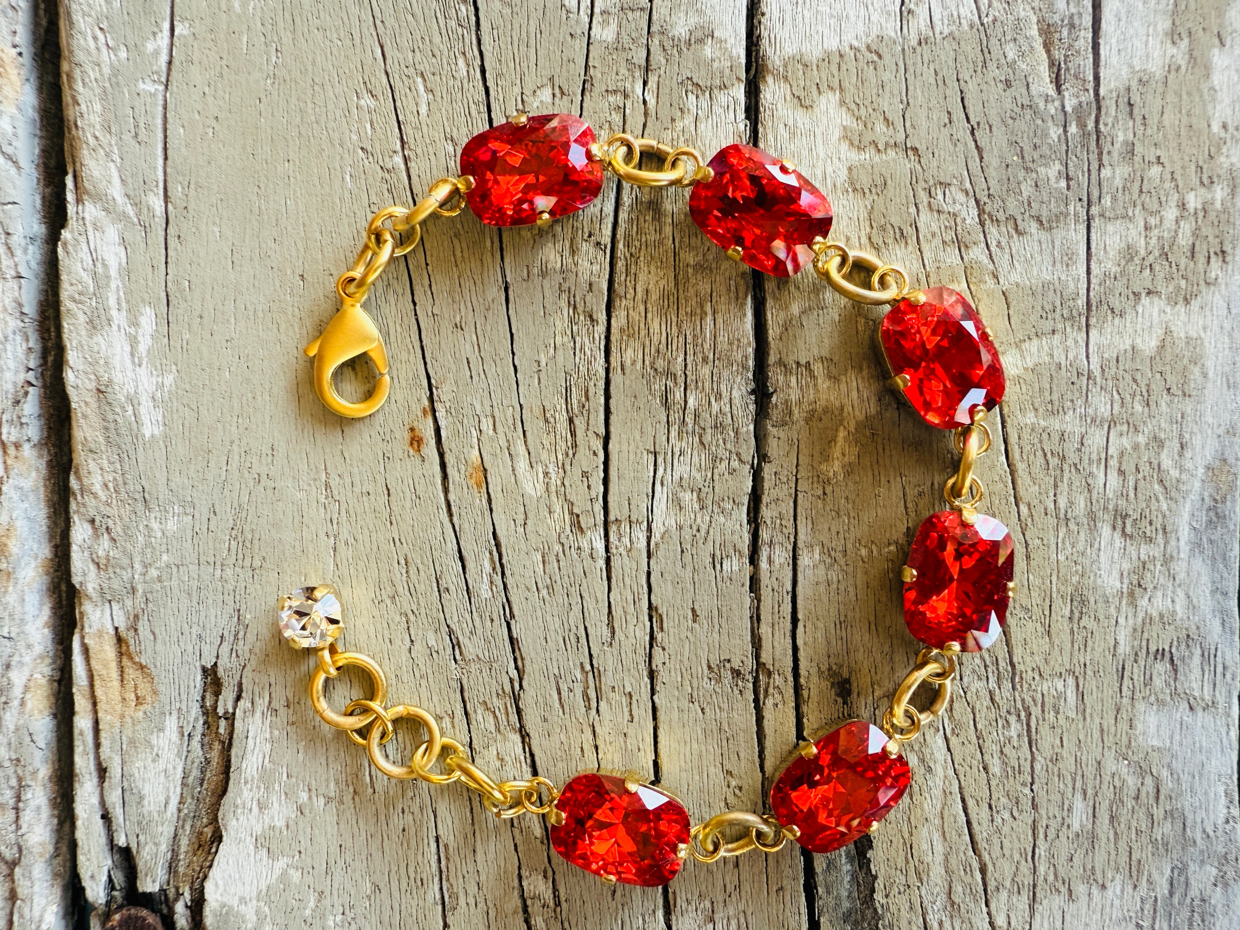 Anna Red Crystal Tennis Bracelet - Shabby To Chic Jewelry