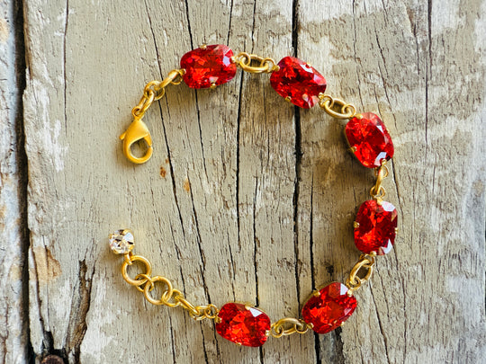 Anna Red Crystal Tennis Bracelet - Shabby To Chic Jewelry