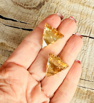 Tracy Gold Triangle Geometric Stud Crystal Earrings - Shabby To Chic Jewelry