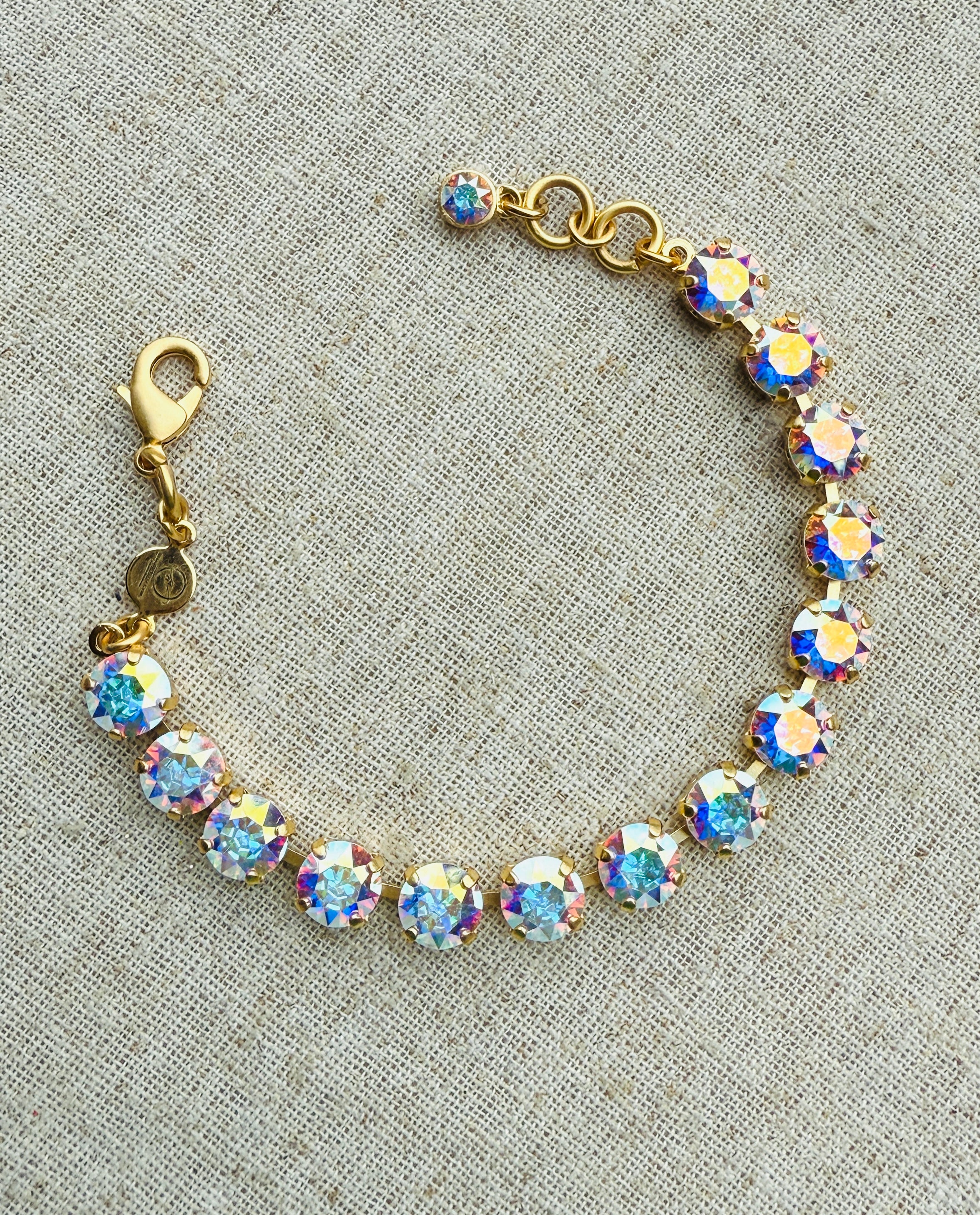 Caroline Matte Gold Crystal Tennis Bracelet - Shabby To Chic Jewelry