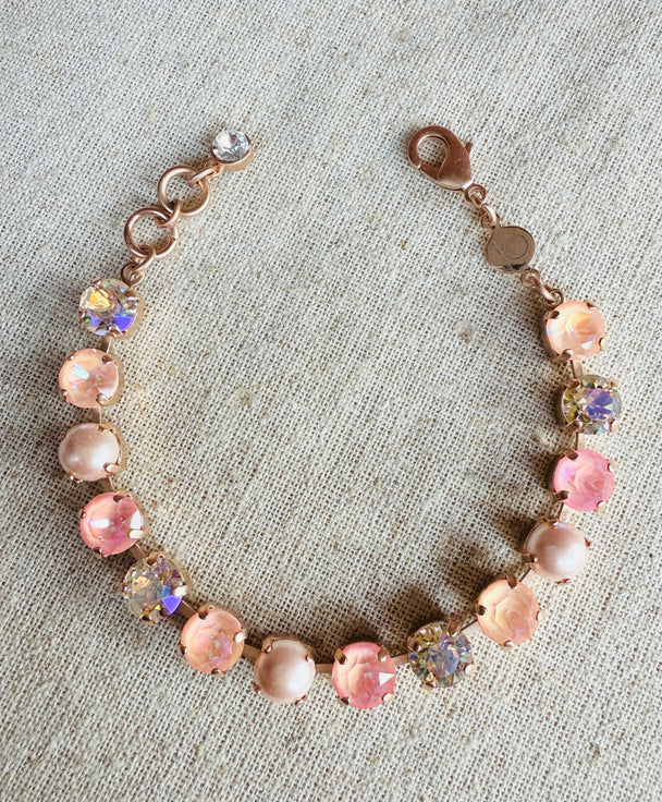 Talia Peach Rose Gold Tennis Crystal Bracelet