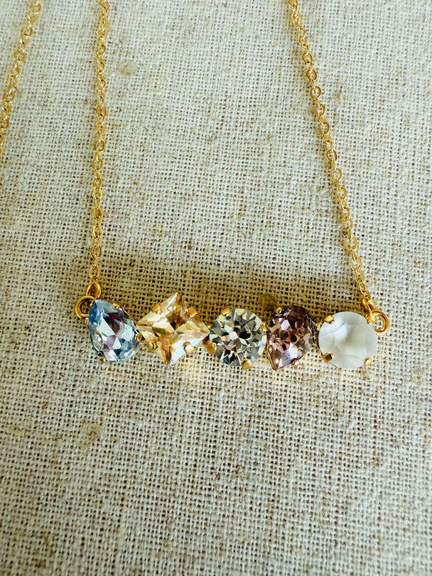 Ayla • Multi-Shaped Crystal Bar •  Necklace