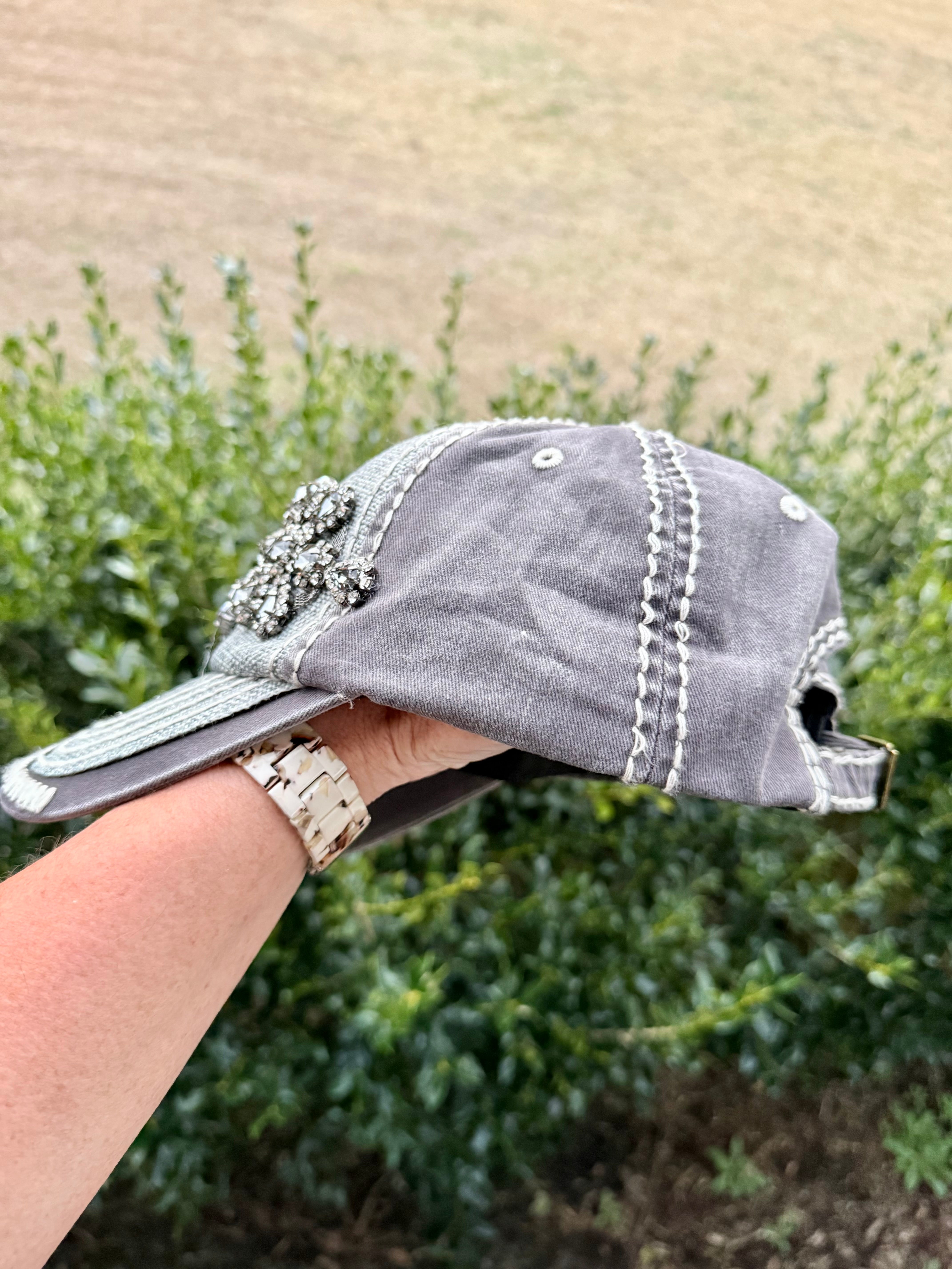 Jessie Crystal Embellished Fashion Baseball Hat - Shabby To Chic Jewelry