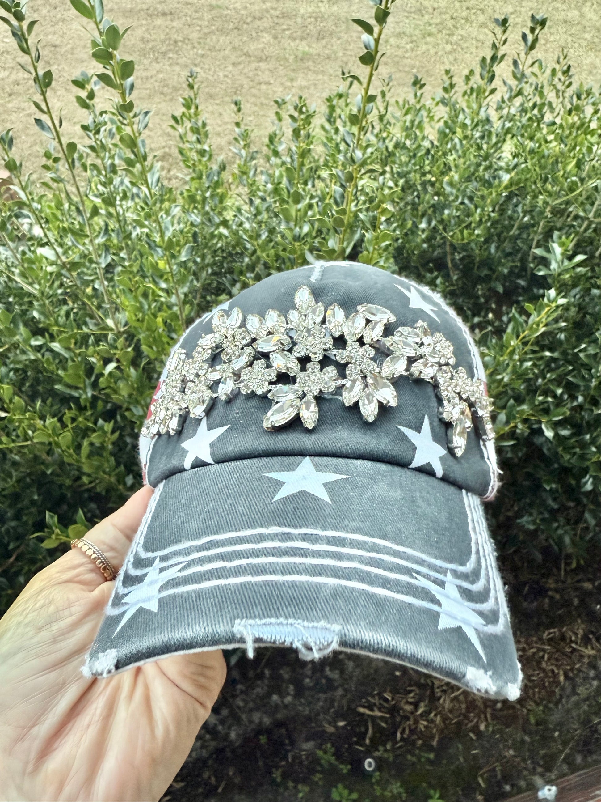 Renee Patriotic Crystal Embellished Baseball Hat - Shabby To Chic Jewelry