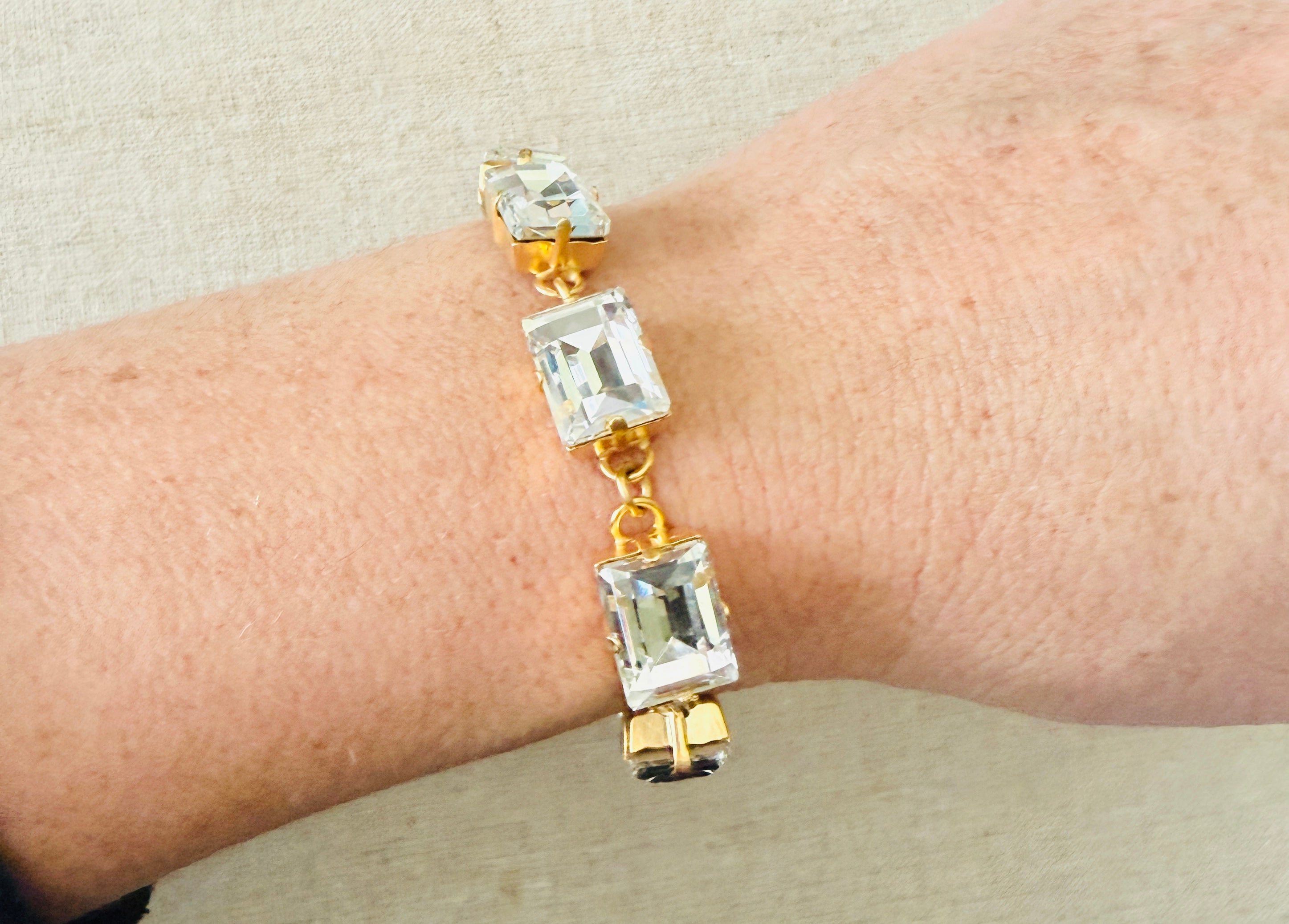 Ava Rectangle Cut Crystal Tennis Bracelet - Shabby To Chic Jewelry