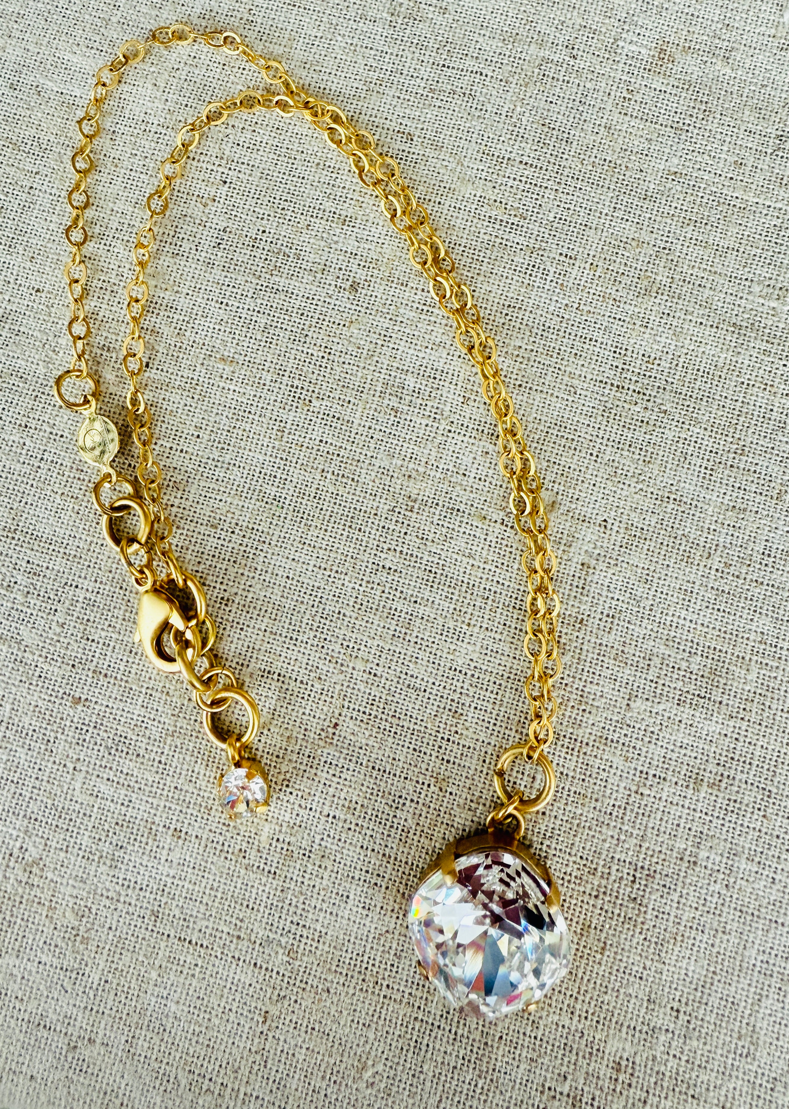 Macy Crystal Pendant Necklace Gold - Shabby To Chic Jewelry