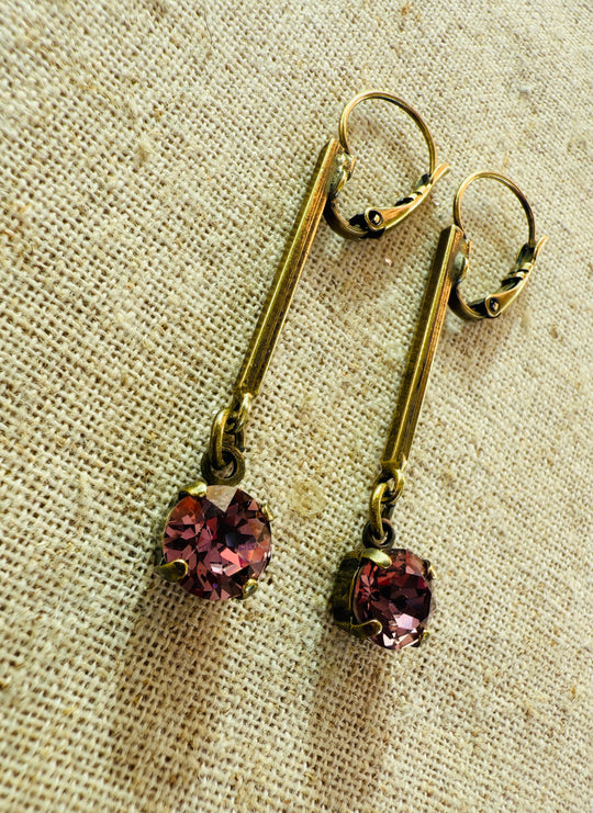 Plum • Crystal Dangle Earrings