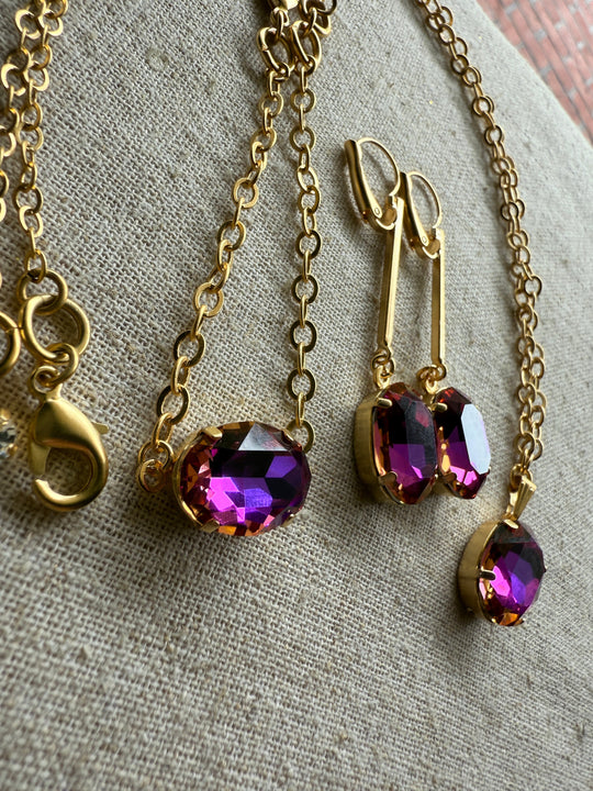 Orchid Shadow • Bracelet Necklace and Earrings Set