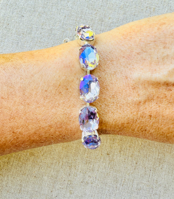 Christa Lilac Oval Cut Crystal Tennis Bracelet