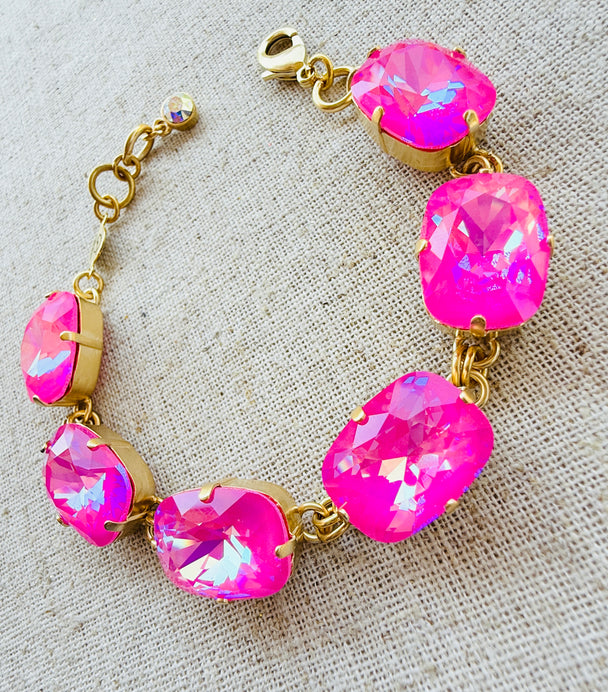 Maria Pink Crystal Link Bracelet