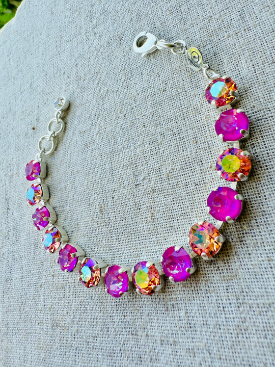 Pink Raspberry Crystal Tennis Bracelet