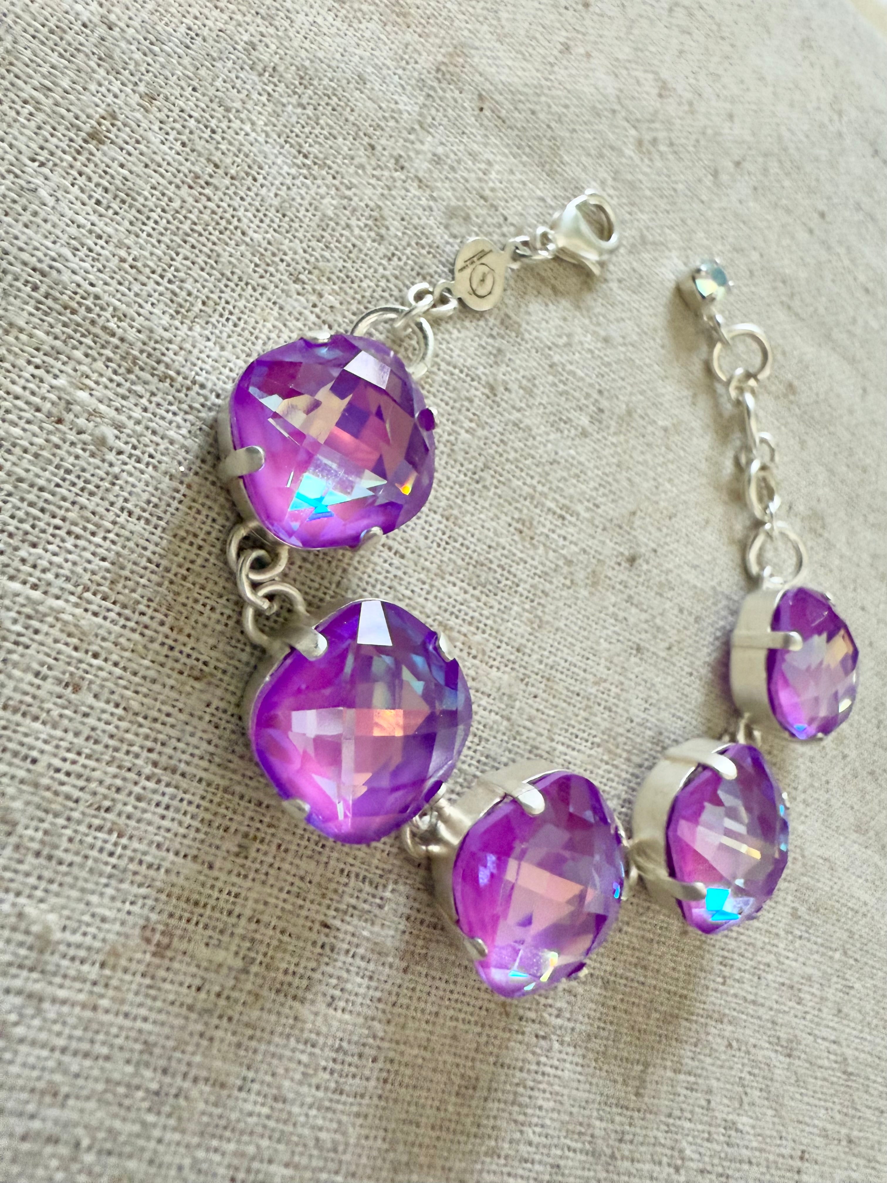 Sophia Purple Faceted Crystal Bracelet - Shabby To Chic Jewelry