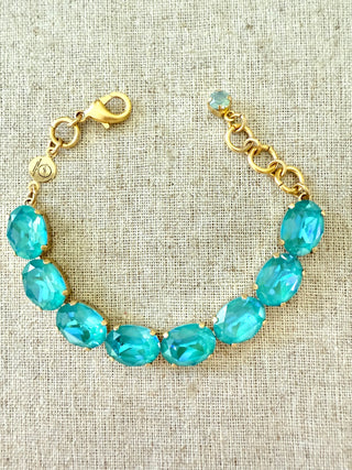 Bailey Oval Cut Turquoise Crystal Tennis Bracelet - Shabby To Chic Jewelry