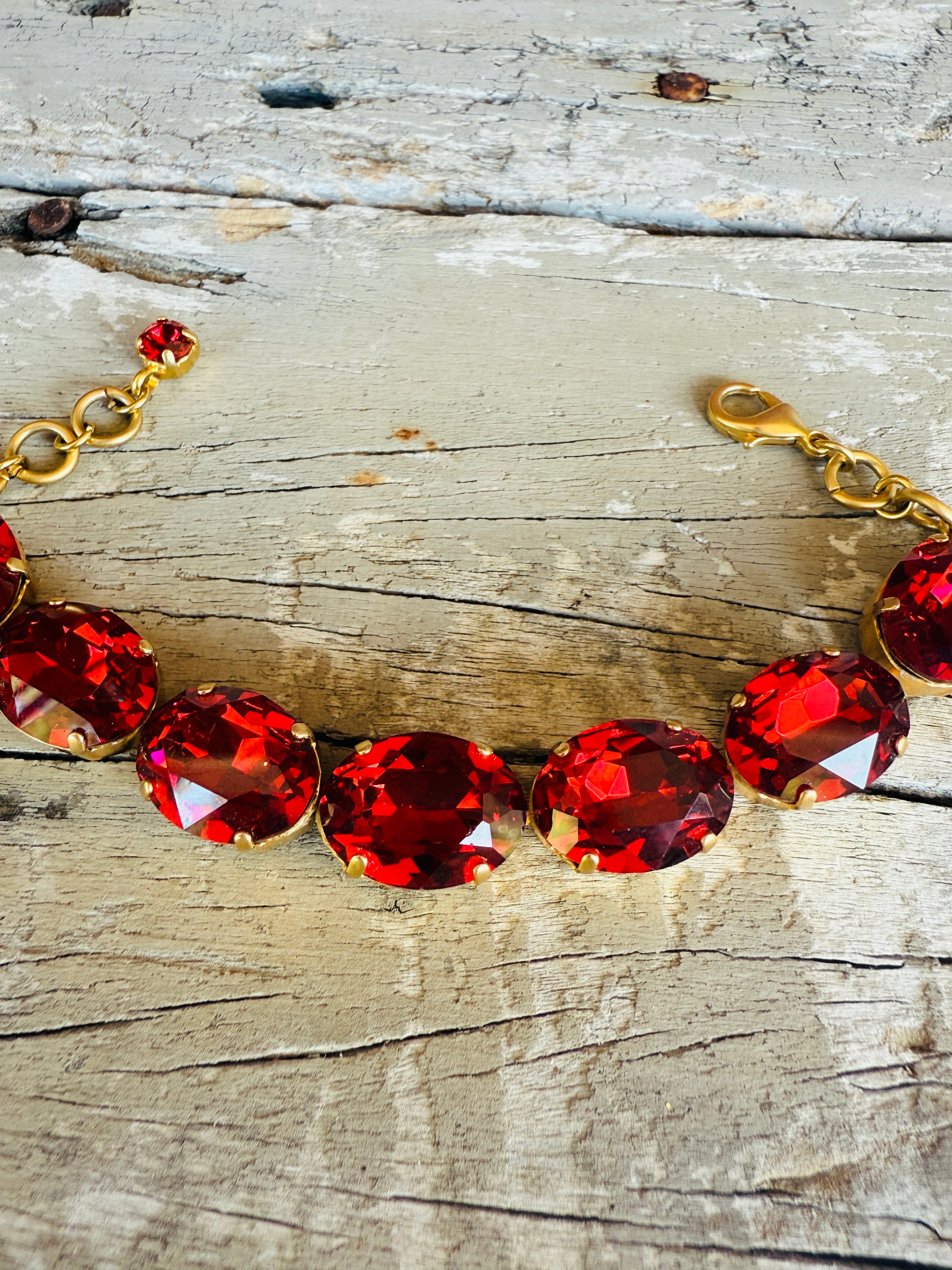 Ruby Oval Crystal Tennis Bracelet - Shabby To Chic Jewelry