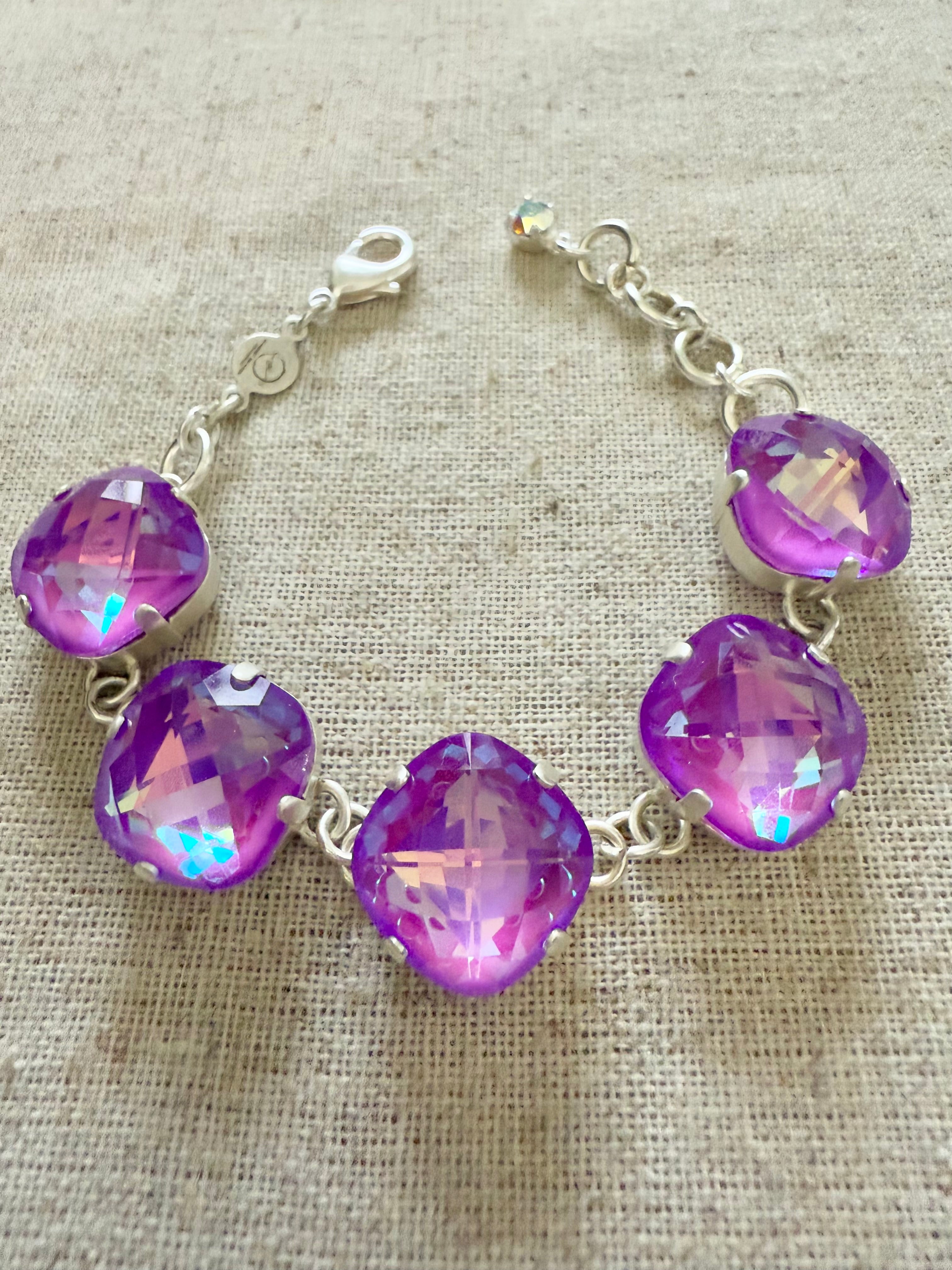 Sophia Purple Faceted Crystal Bracelet - Shabby To Chic Jewelry