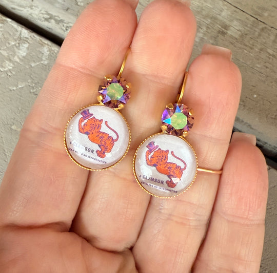 Clemson Tiger Earrings - Shabby To Chic Jewelry