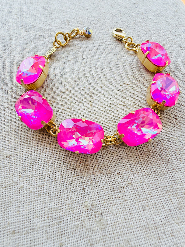 Maria Pink Crystal Link Bracelet