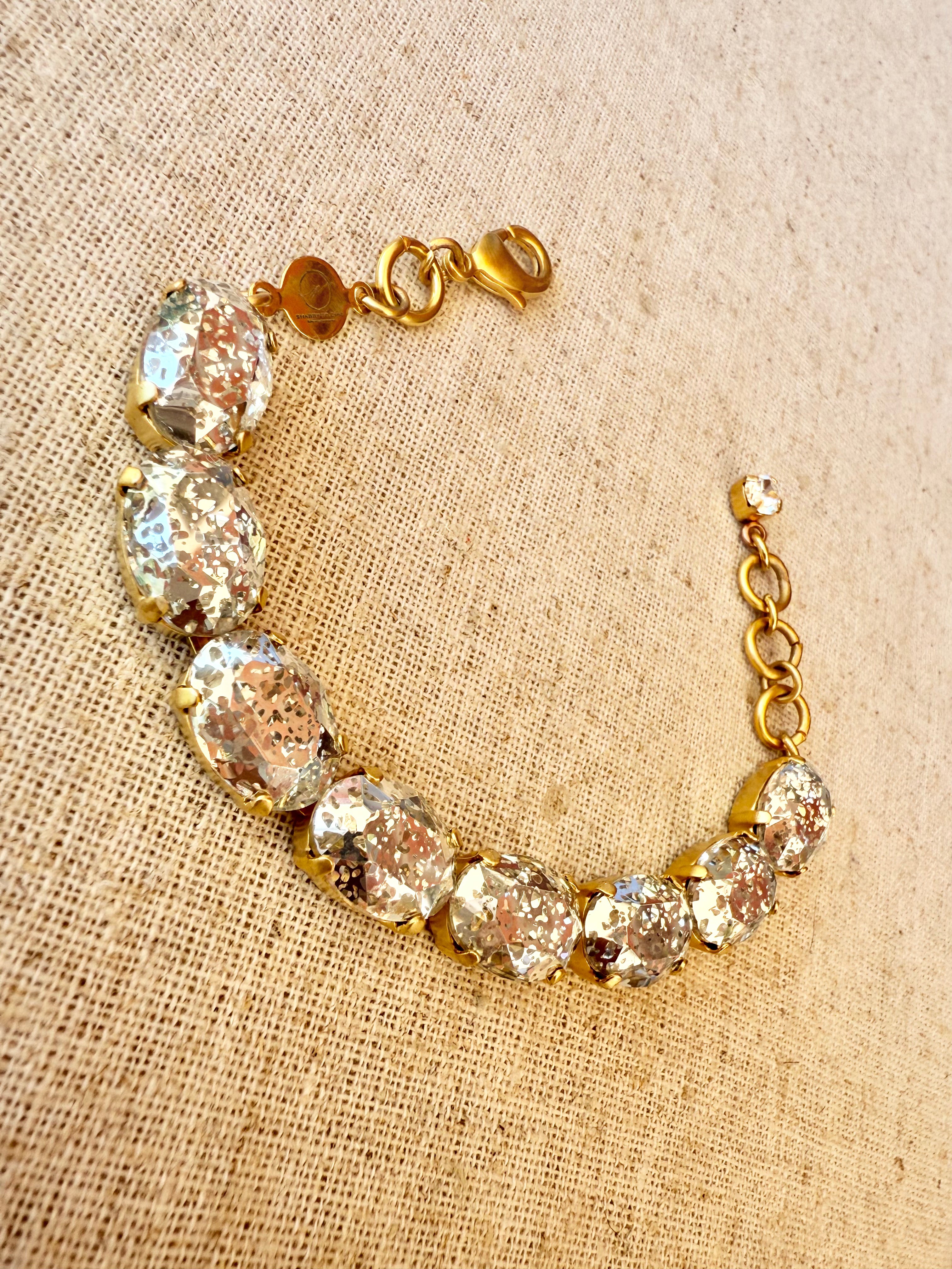 Amanda Patina Oval Cut Crystal Bracelet - Shabby To Chic Jewelry
