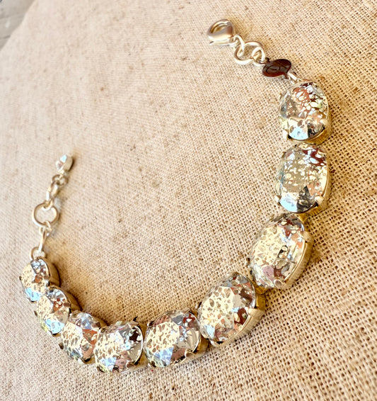 Amanda Patina Oval Cut Crystal Bracelet - Shabby To Chic Jewelry