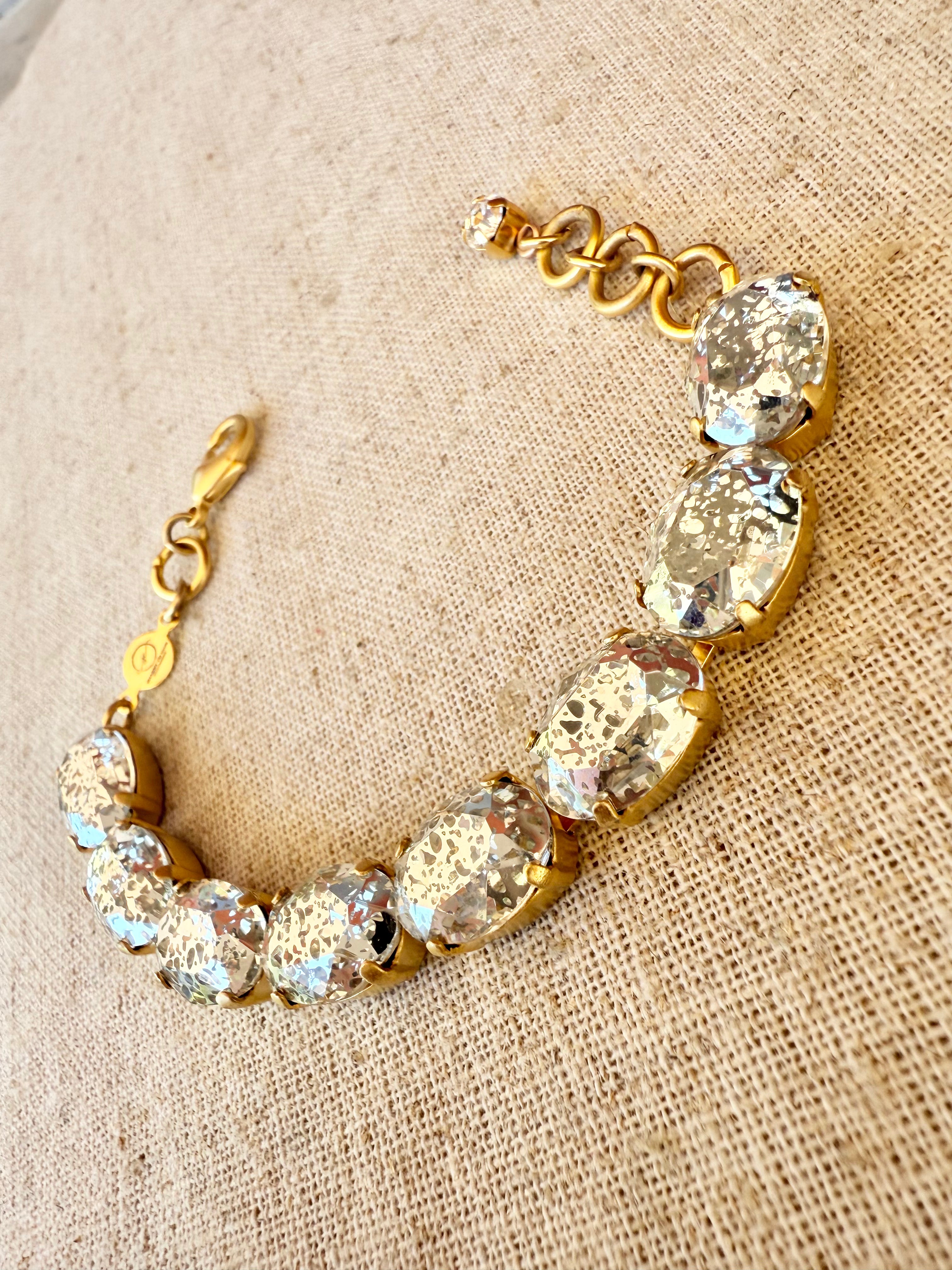 Amanda Patina Oval Cut Crystal Bracelet - Shabby To Chic Jewelry
