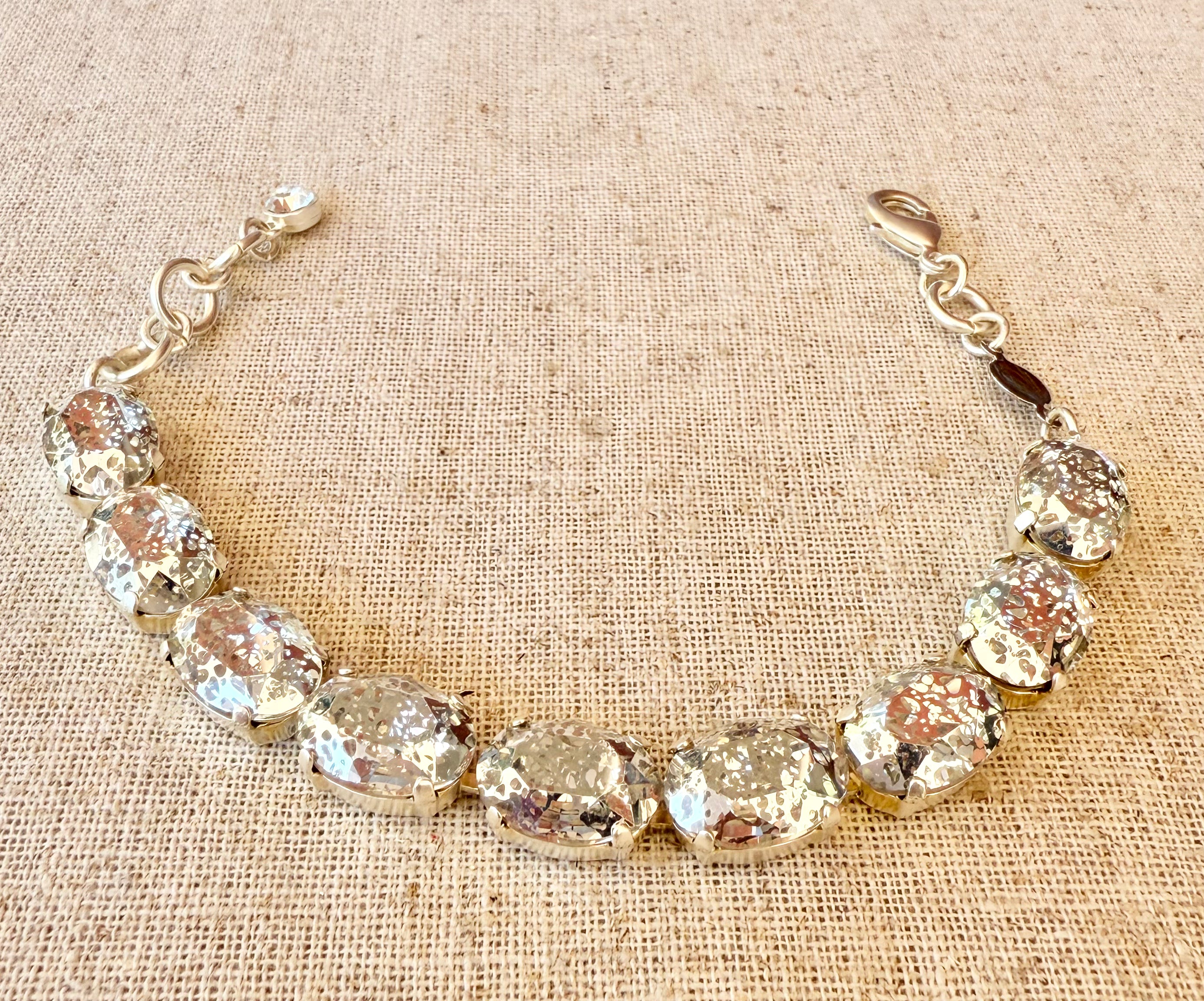 Amanda Patina Oval Cut Crystal Bracelet - Shabby To Chic Jewelry