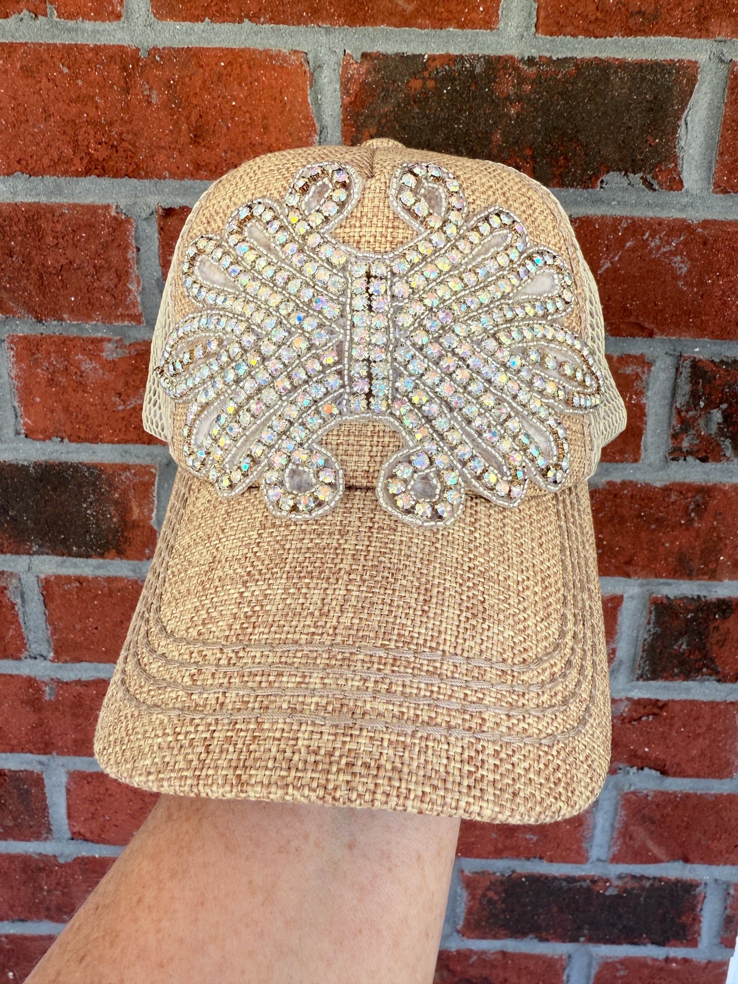 Iris Crystal Embellished Fashion Baseball Hat
