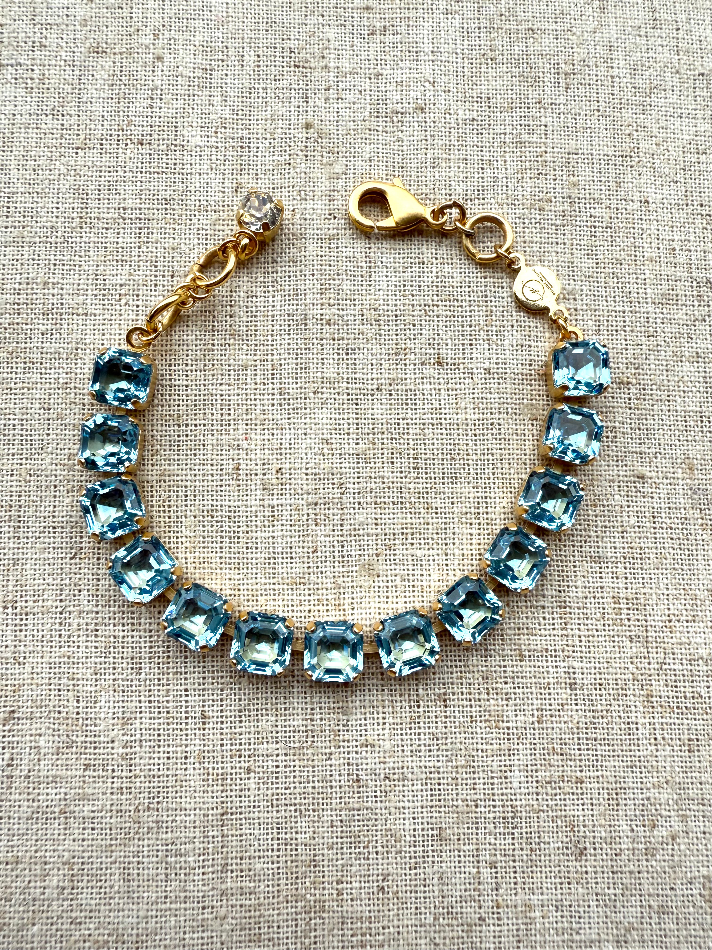 Skye Square Cut Light Sapphire Crystal Bracelet - Shabby To Chic Jewelry
