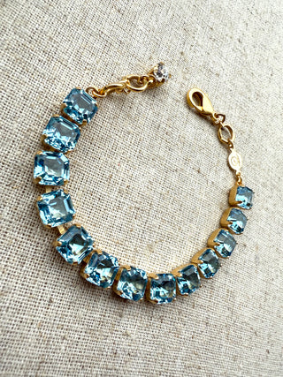 Skye Square Cut Light Sapphire Crystal Bracelet - Shabby To Chic Jewelry