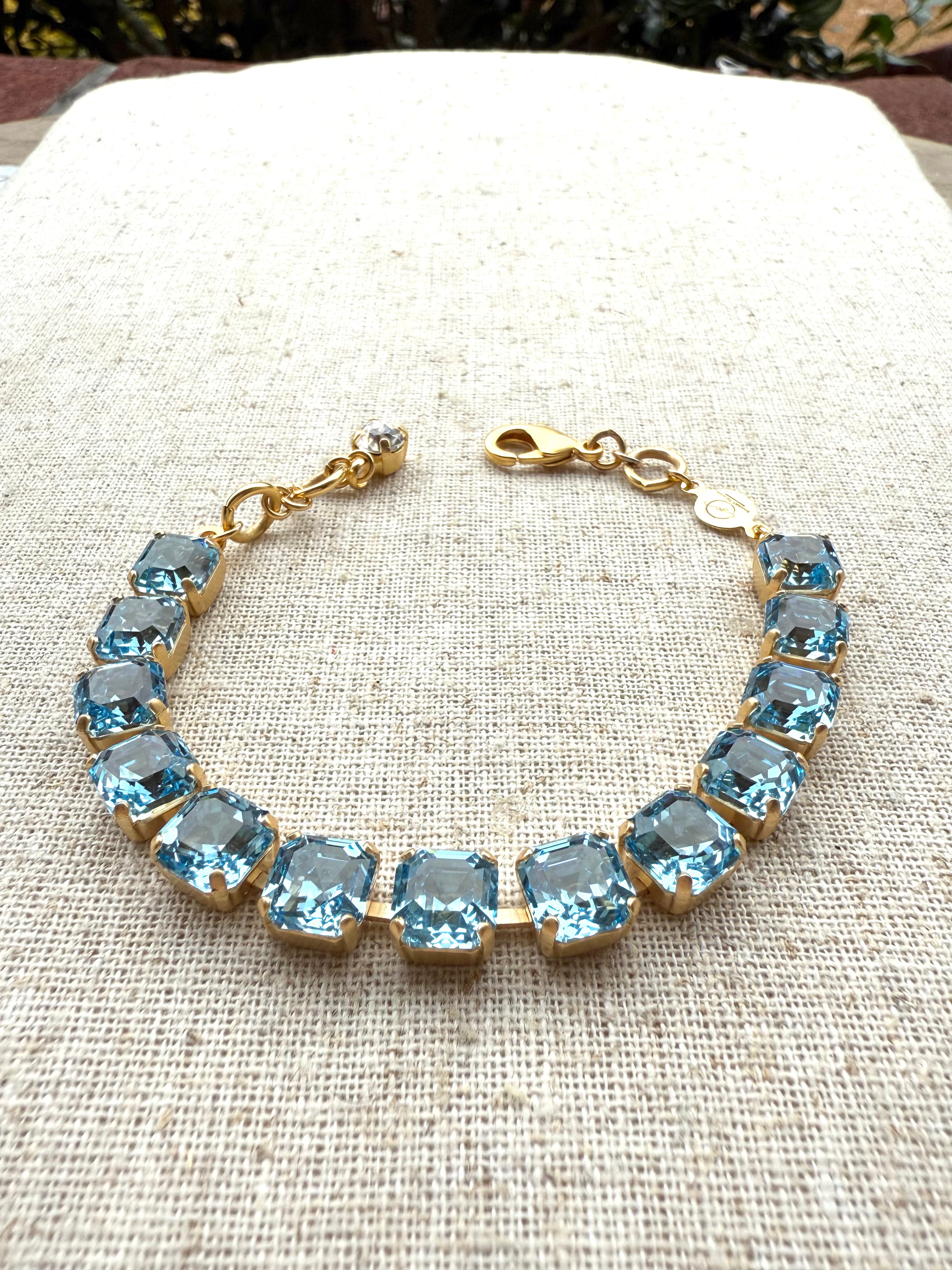 Skye Square Cut Light Sapphire Crystal Bracelet - Shabby To Chic Jewelry