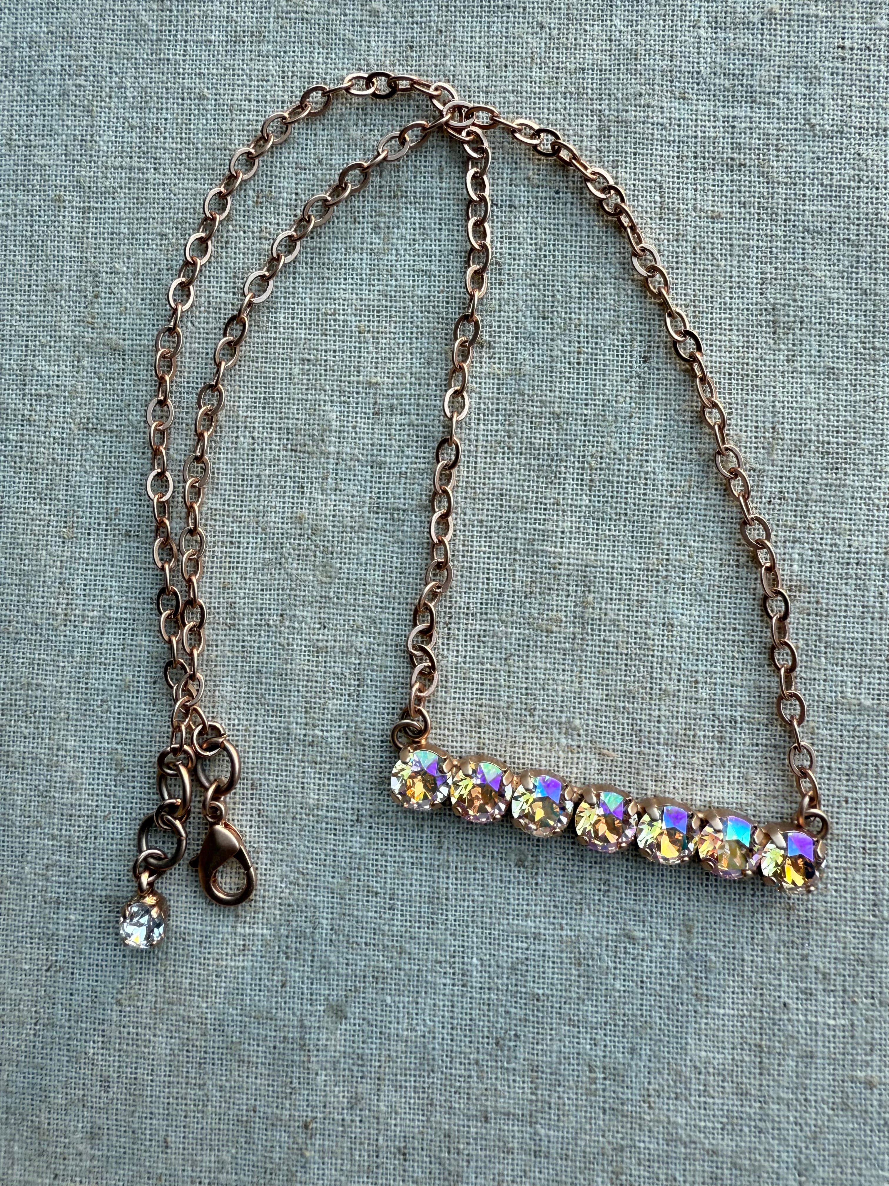 Rose Crystal Bar Necklace - Shabby To Chic Jewelry