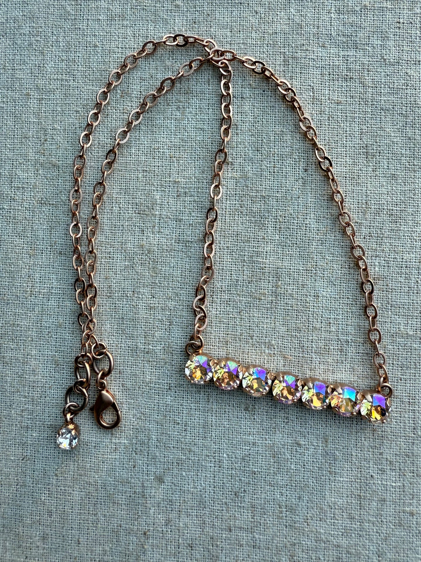 Rose Crystal Bar Necklace - Shabby To Chic Jewelry