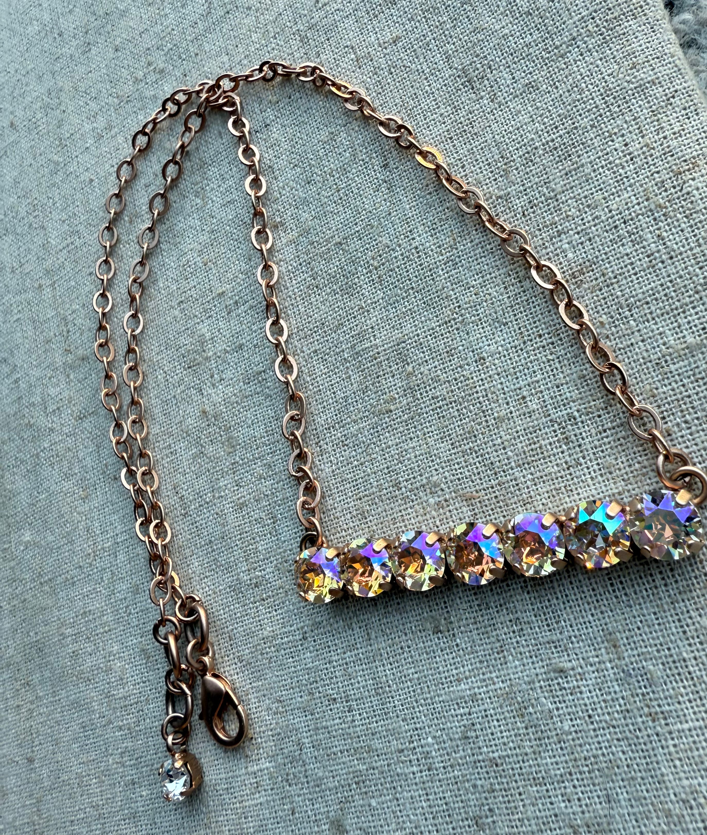 Rose Crystal Bar Necklace - Shabby To Chic Jewelry