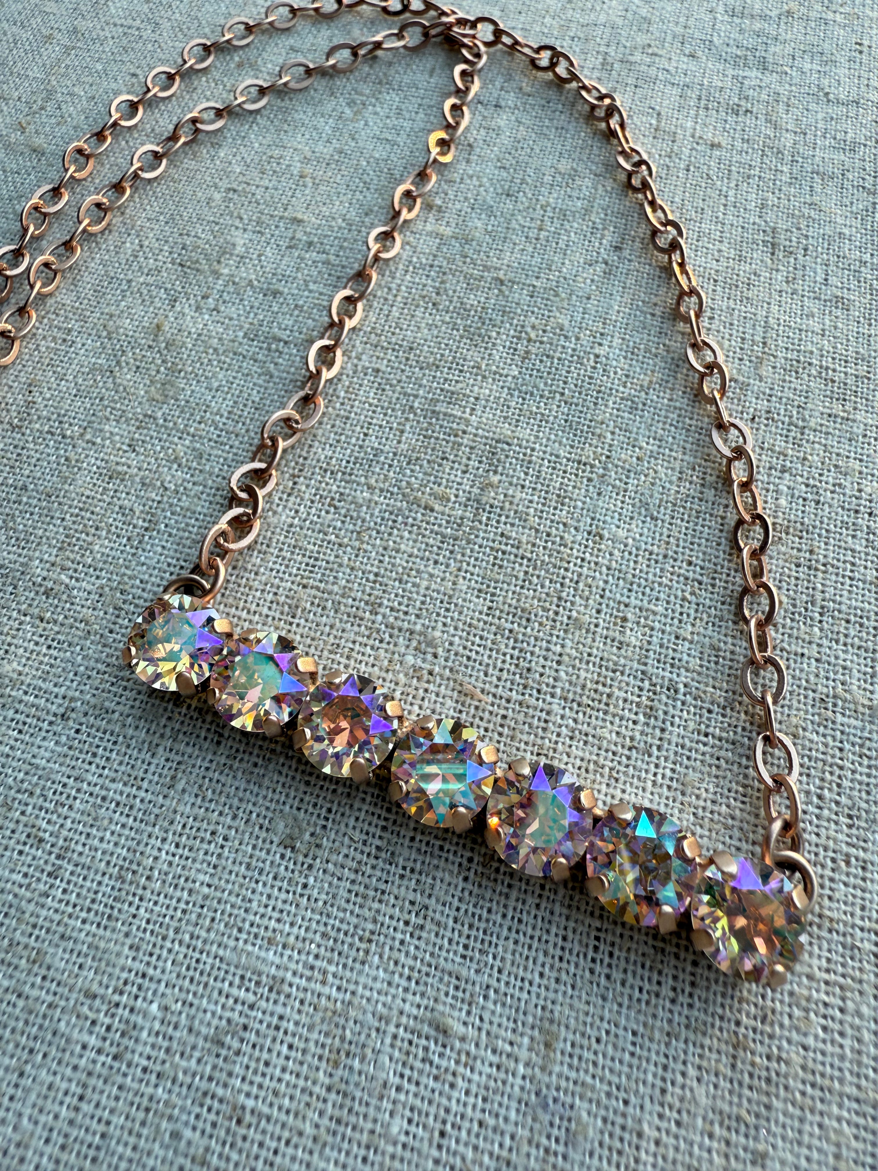 Rose Crystal Bar Necklace - Shabby To Chic Jewelry