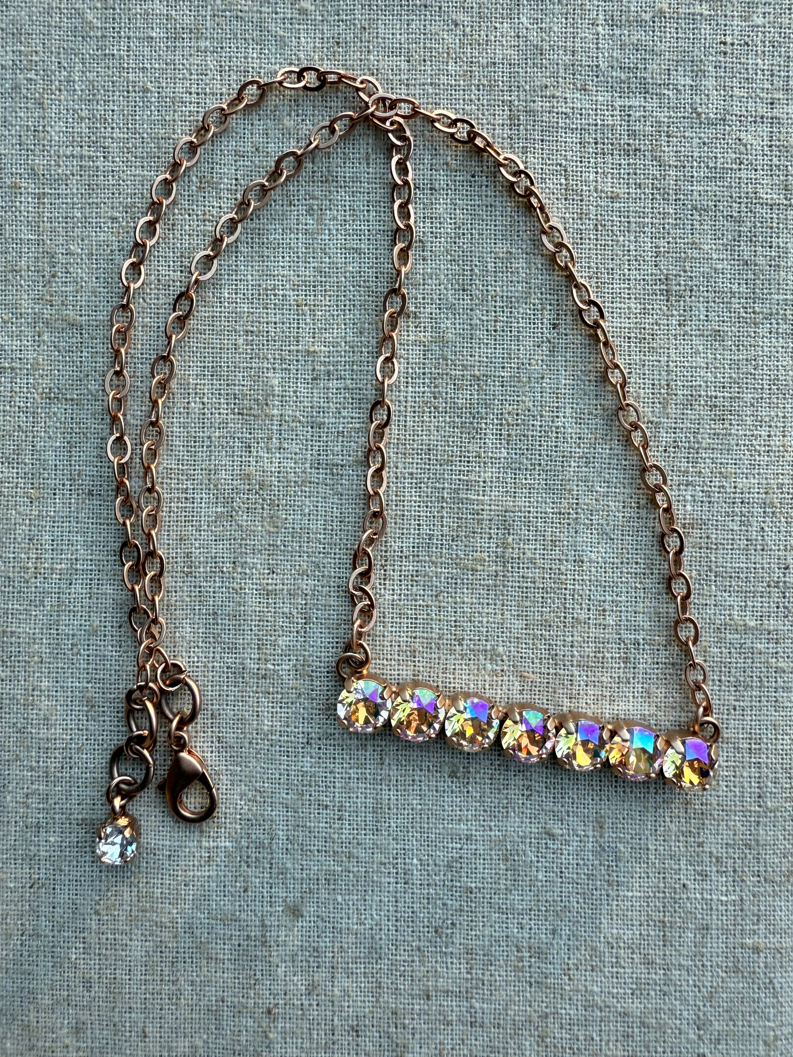 Rose Crystal Bar Necklace - Shabby To Chic Jewelry